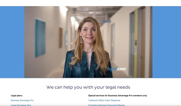 Legal Zoom用真人律師形象為自己的服務(wù)背書。